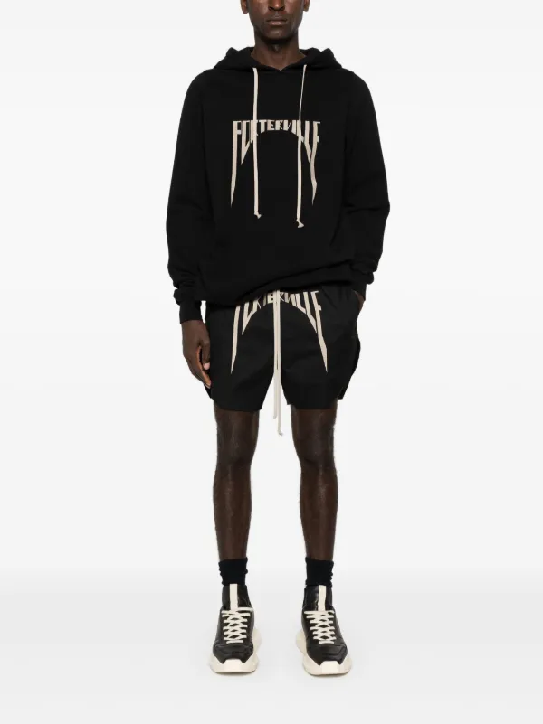 RICK OWENS ロングライン コットン スウェットパーカー Rick Owens オーガニックコットン パーカー | ブラック