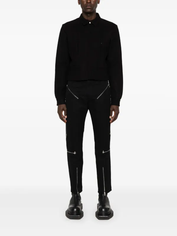 【関税＆送料込み】Rick Owens Black Cotton Pants Rick Owens decorative-zip Cotton Trousers | Black | FARFETCH