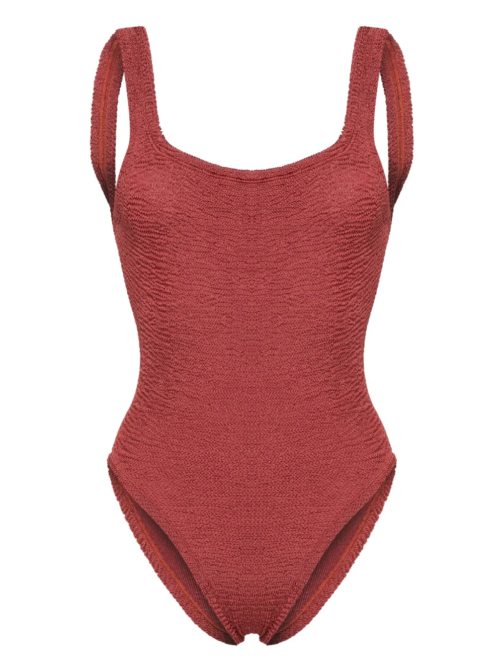 Hunza G Square Neck Shirred Swimsuit In Pink Modesens