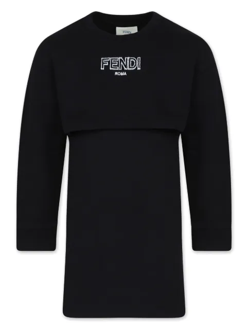 Fendi Kids logo-embroidered layered dress
