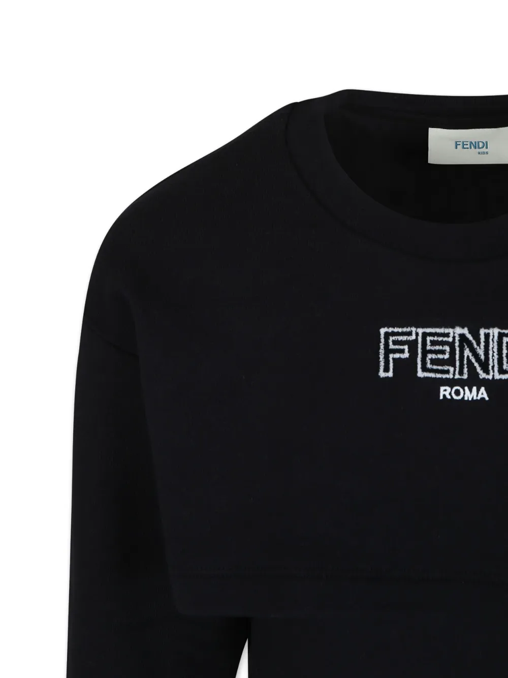 Fendi Kids Gelaagde jurk met geborduurd logo Zwart