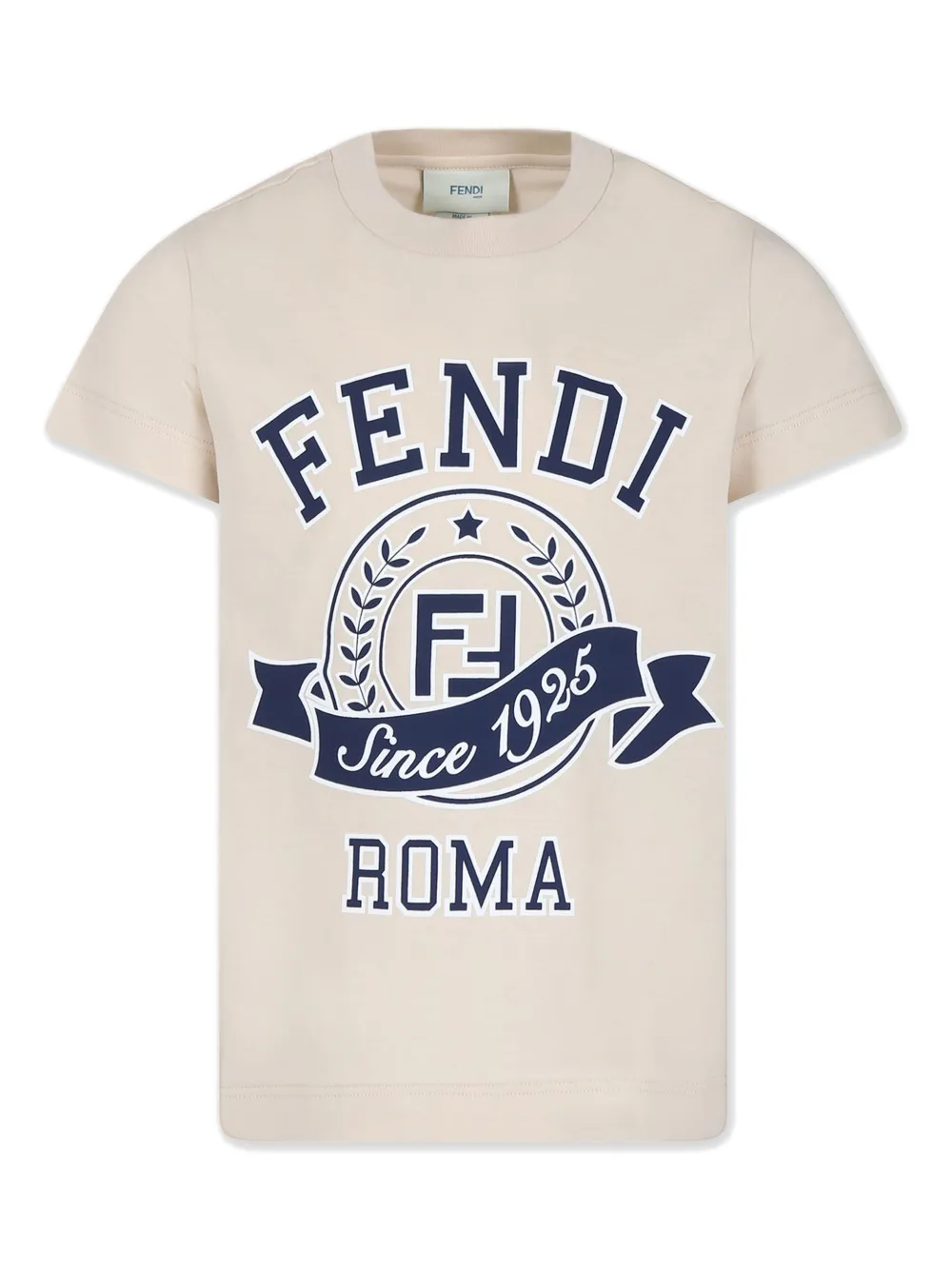 Fendi Kids Katoenen T-shirt met logoprint Beige