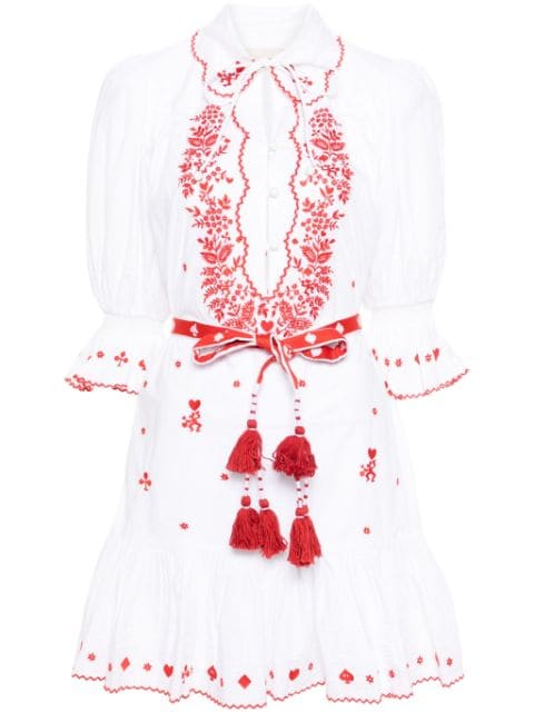 ALEMAIS Hearts-embroidered cotton mini dress
