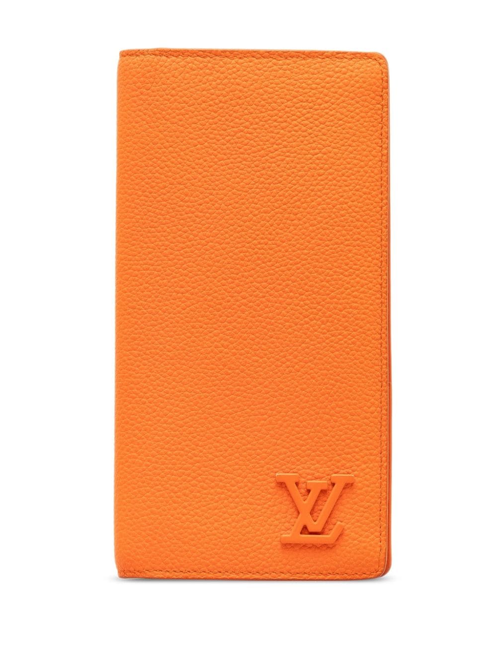 Pre-owned Louis Vuitton 2021-2023 Aerogram Brazza Wallet Long Wallets In Orange