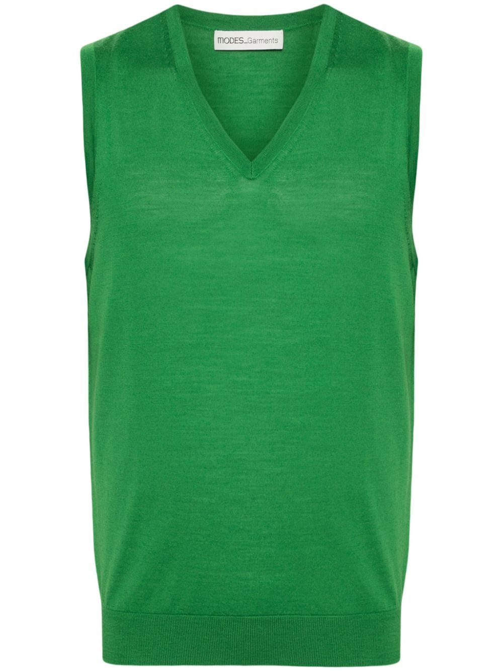 Modes Garments Sleeveless Merino Knitted Waistcoat In Green