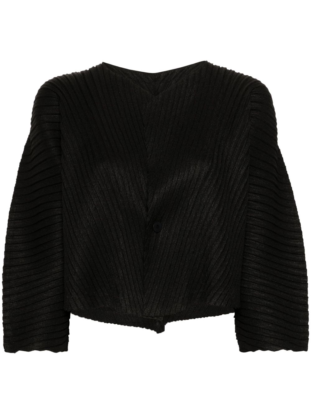 Issey Miyake Linen Like Pleats cropped jacket - Black