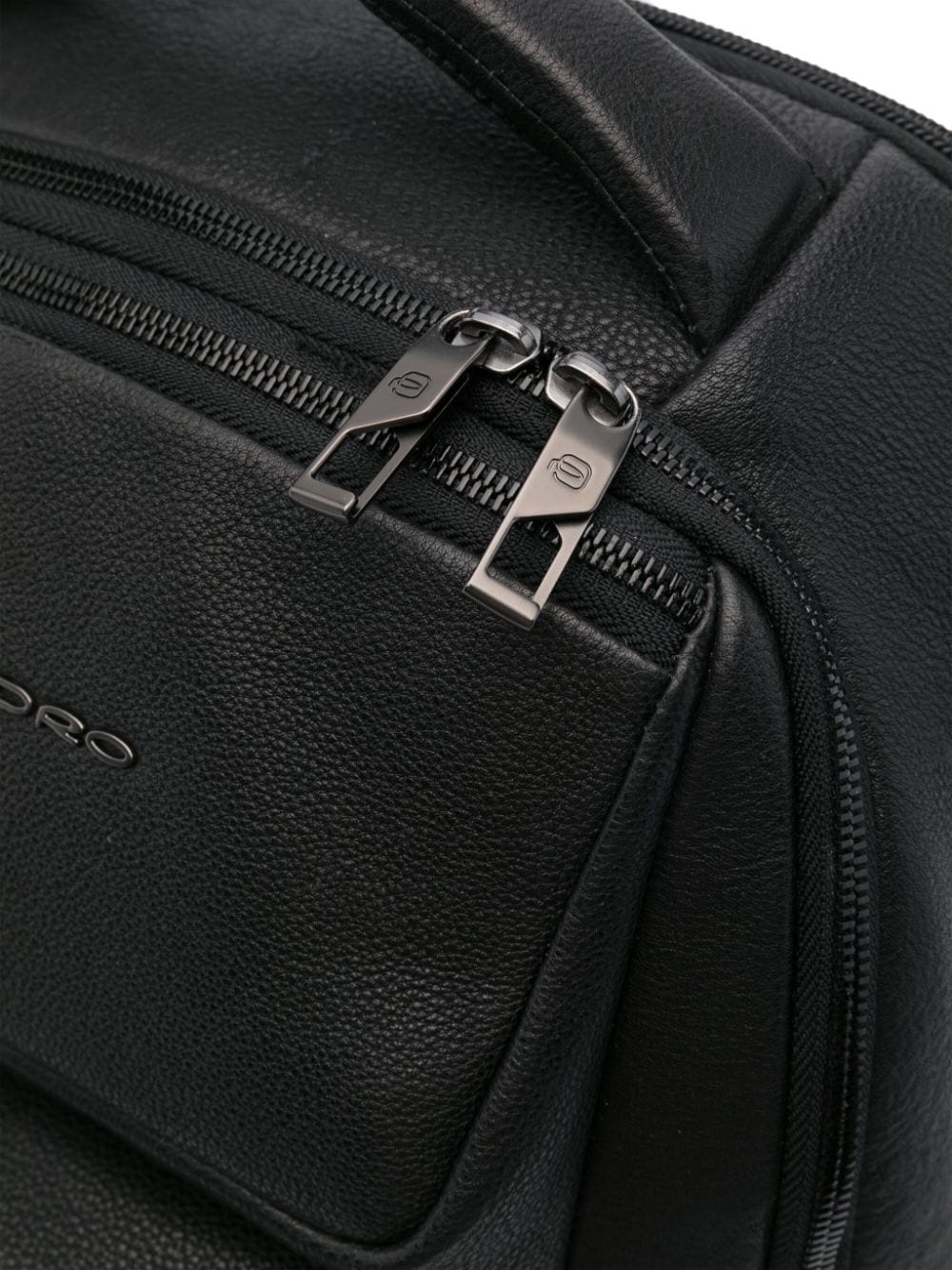 Shop Piquadro Logo-plaque Leather Laptop Backpack In Black