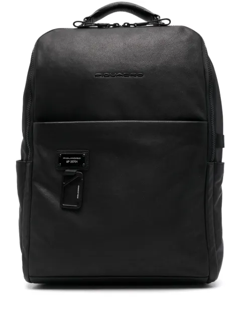 PIQUADRO logo-plaque leather laptop backpack
