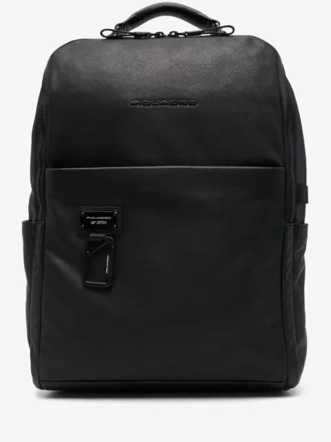 PIQUADRO logo-plaque leather laptop backpack