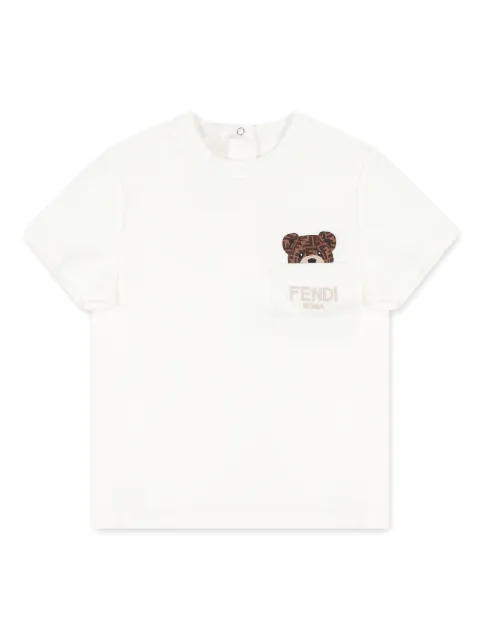 Fendi Kids camiseta con logo bordado