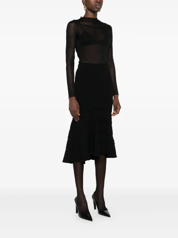 Victoria Beckham Flared Midi Skirt | Black | FARFETCH