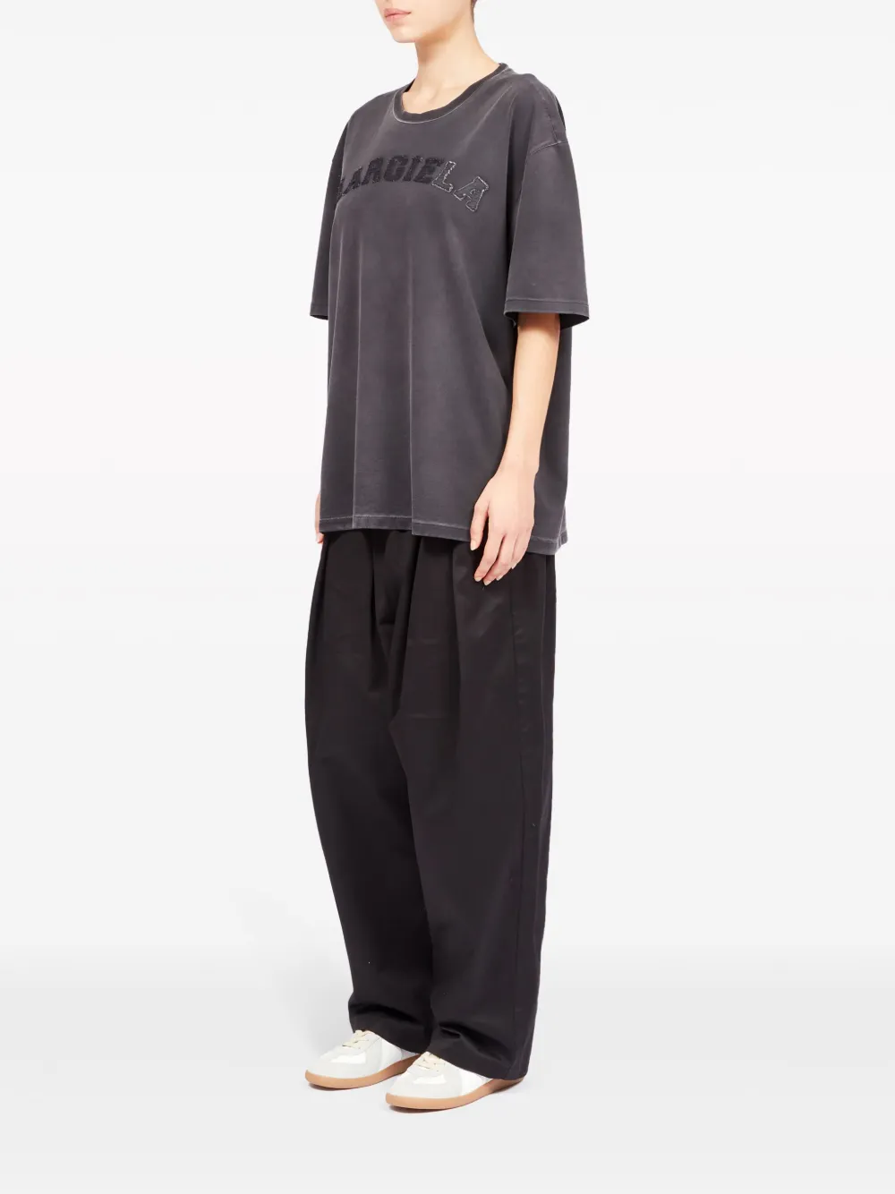 Maison Margiela logo-embroidered Cotton T-shirt | Black | FARFETCH