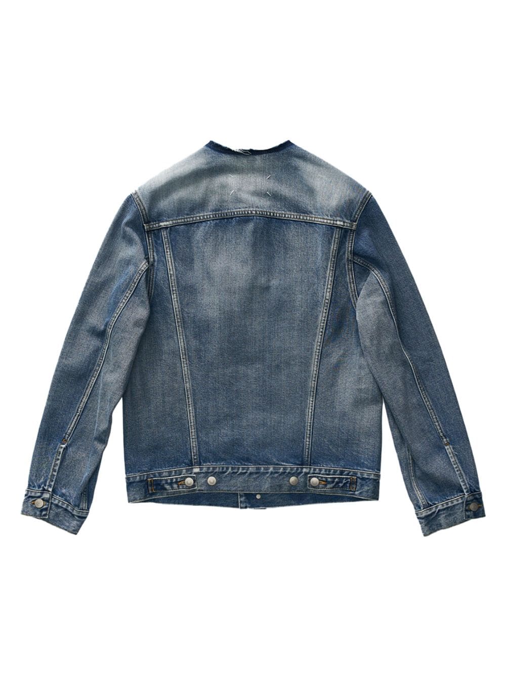 Shop Maison Margiela Collarless Denim Jacket In Blue