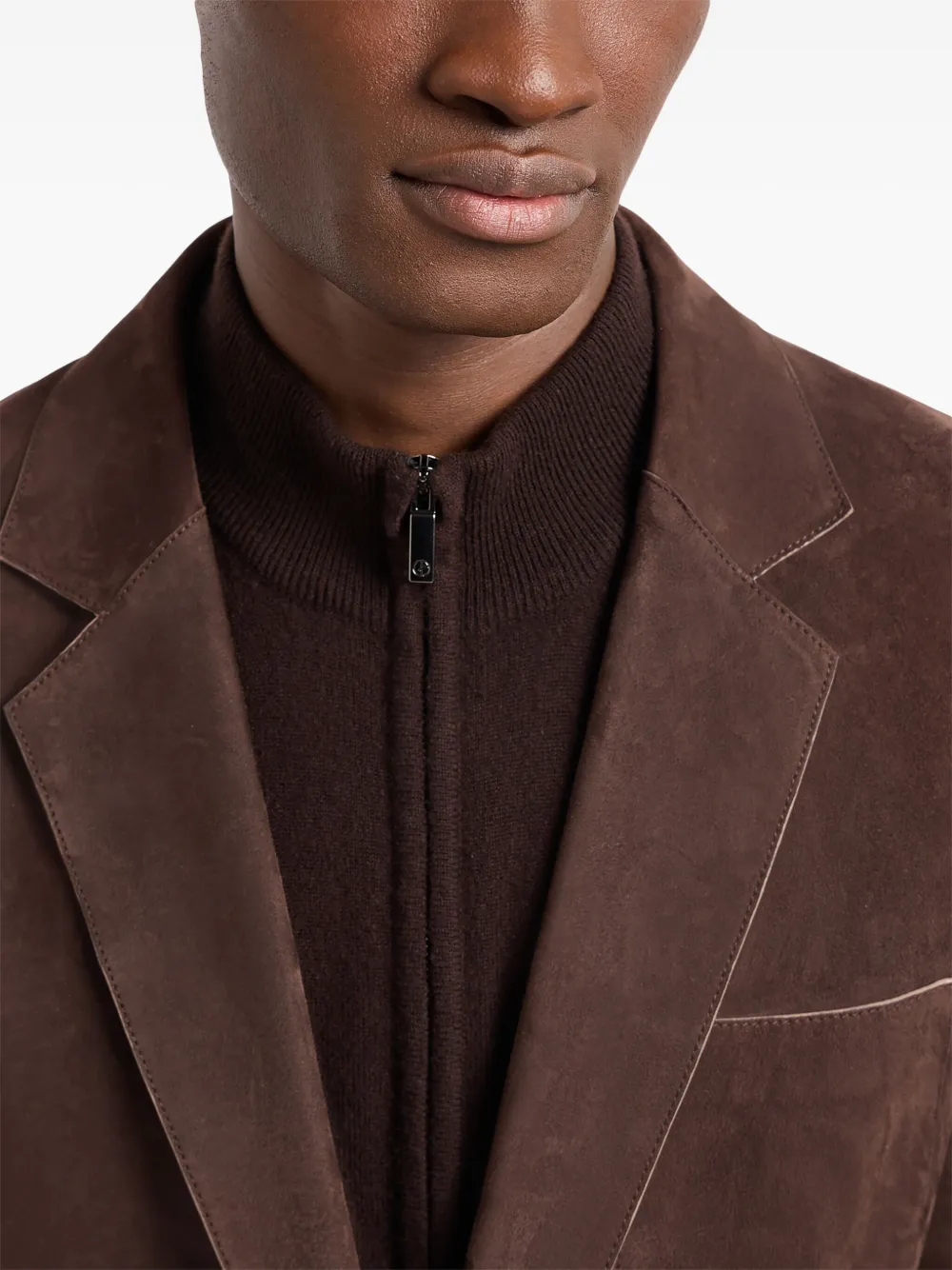 Giorgio Armani single-breasted suede blazer | Image 5