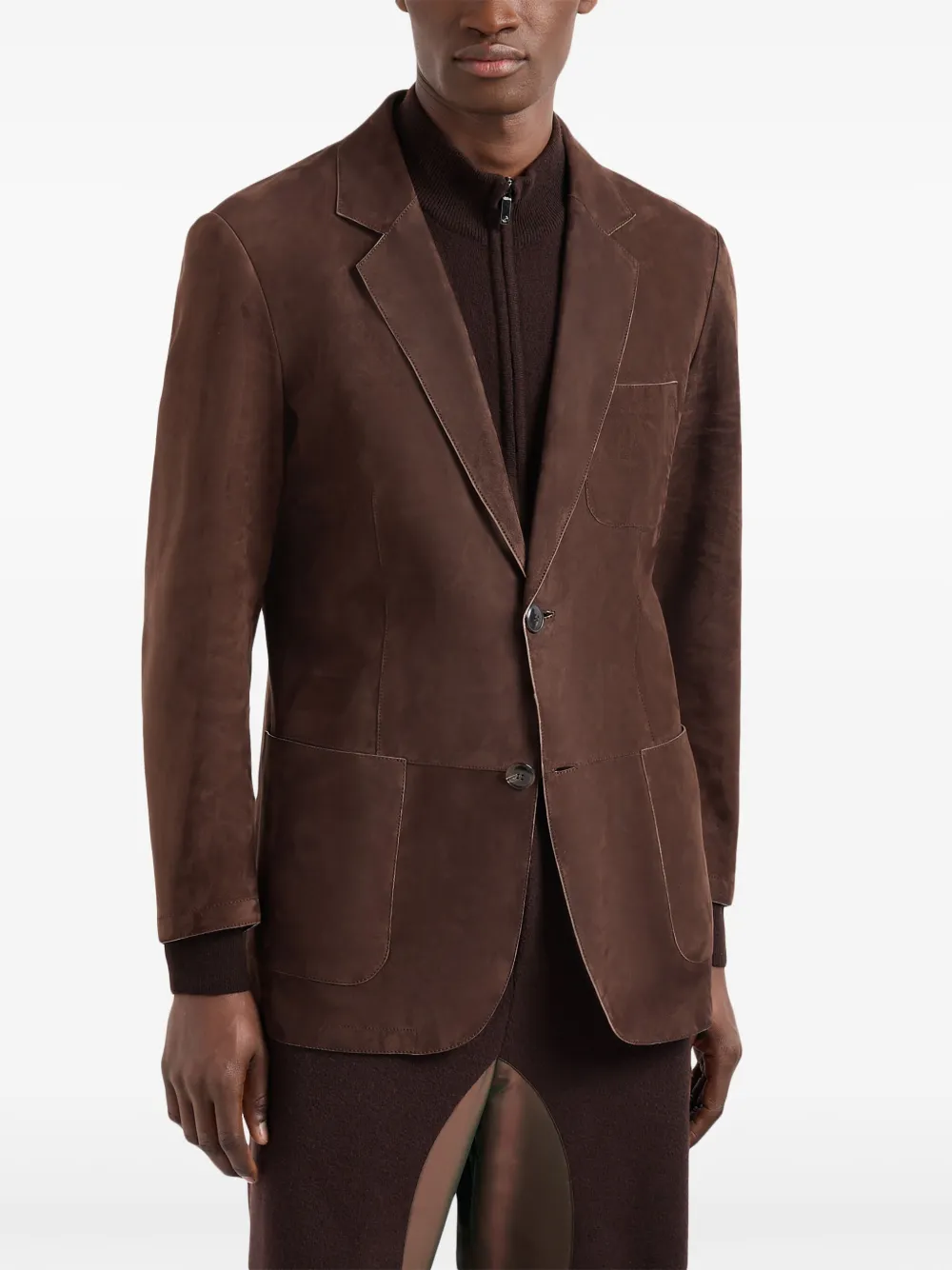 Giorgio Armani single-breasted suede blazer | Blazers | Image 2