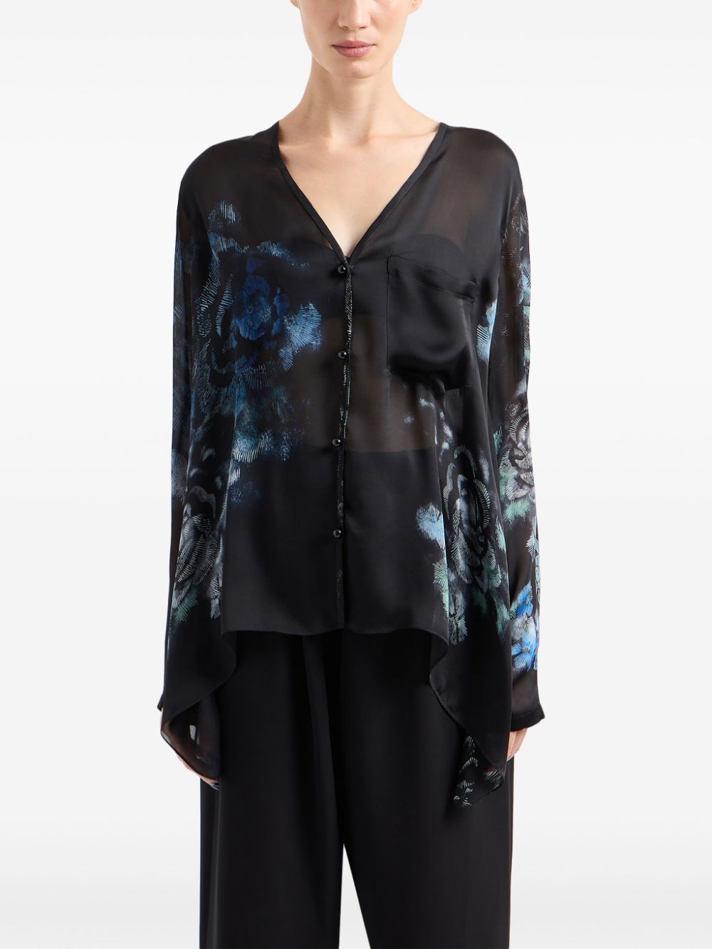 Giorgio Armani Top met bloemenprint - Zwart