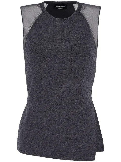 Giorgio Armani semi-sheer sleeveless knitted top