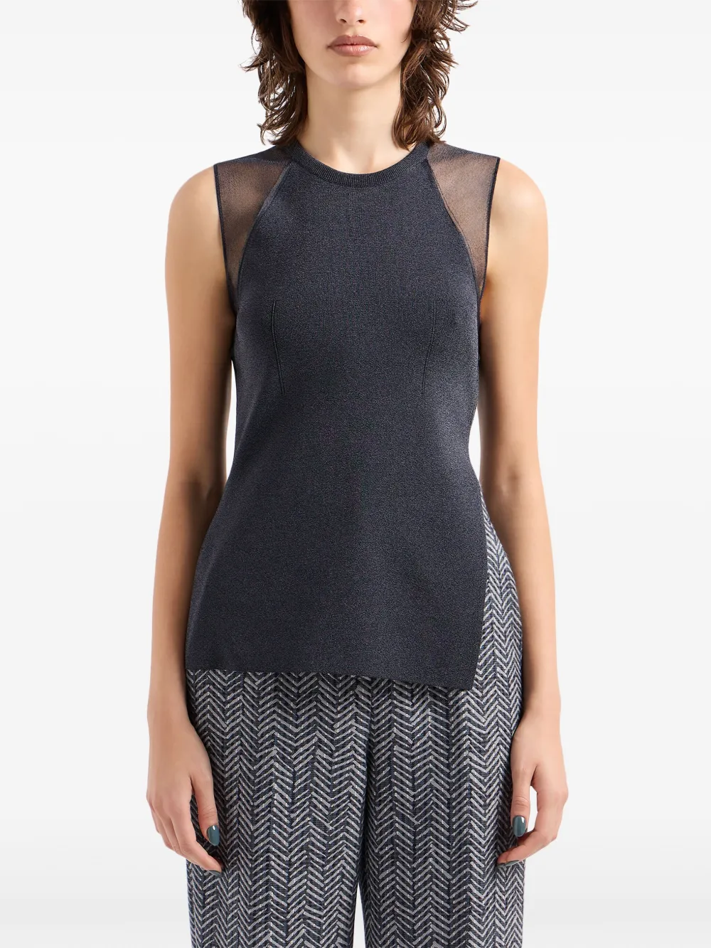 Giorgio Armani semi-sheer sleeveless knitted top | Vests & Tank Tops | Image 2