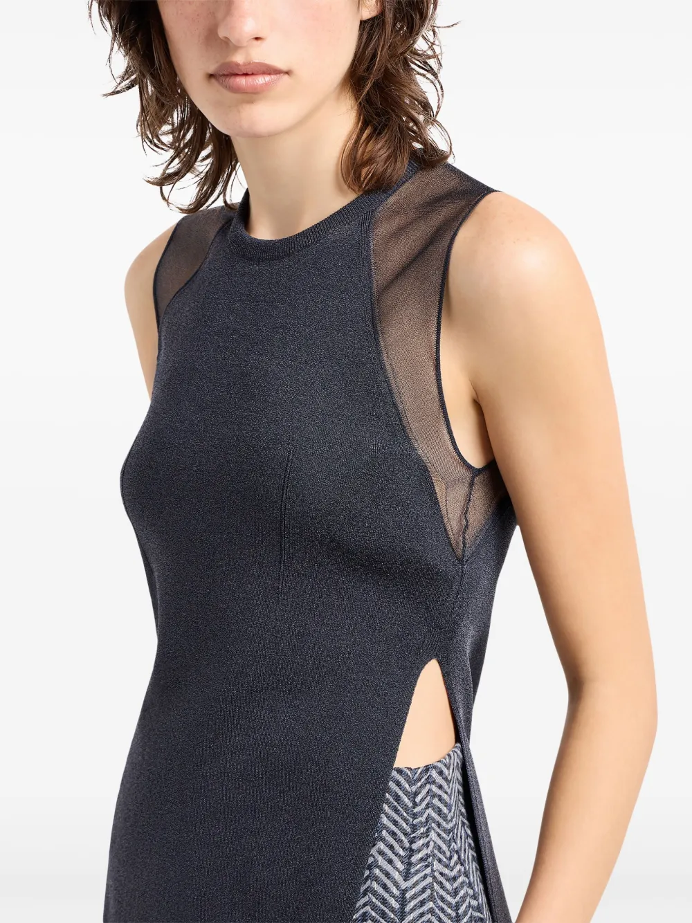 Giorgio Armani Semi-sheer Sleeveless Knitted Top In Black