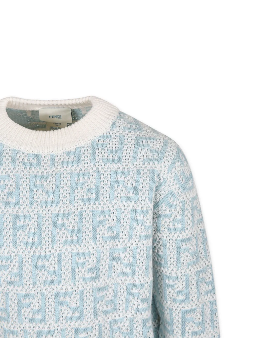 Fendi Kids katoenen trui met FF-jacquard Blauw
