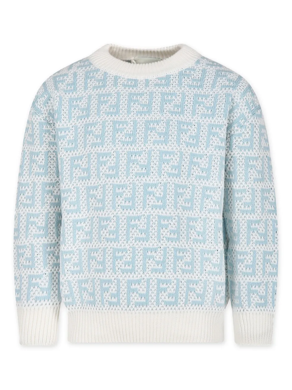 Fendi Kids' Ff-jacquard Cotton Jumper In Blue