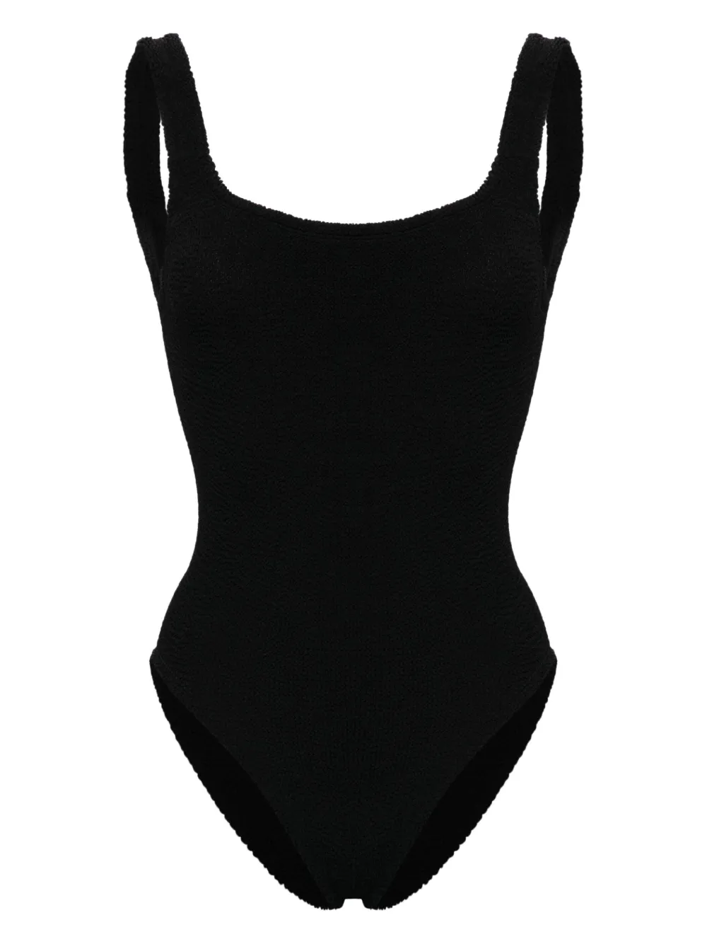 Hunza G Square One-piece Textured Swimsuit In Black