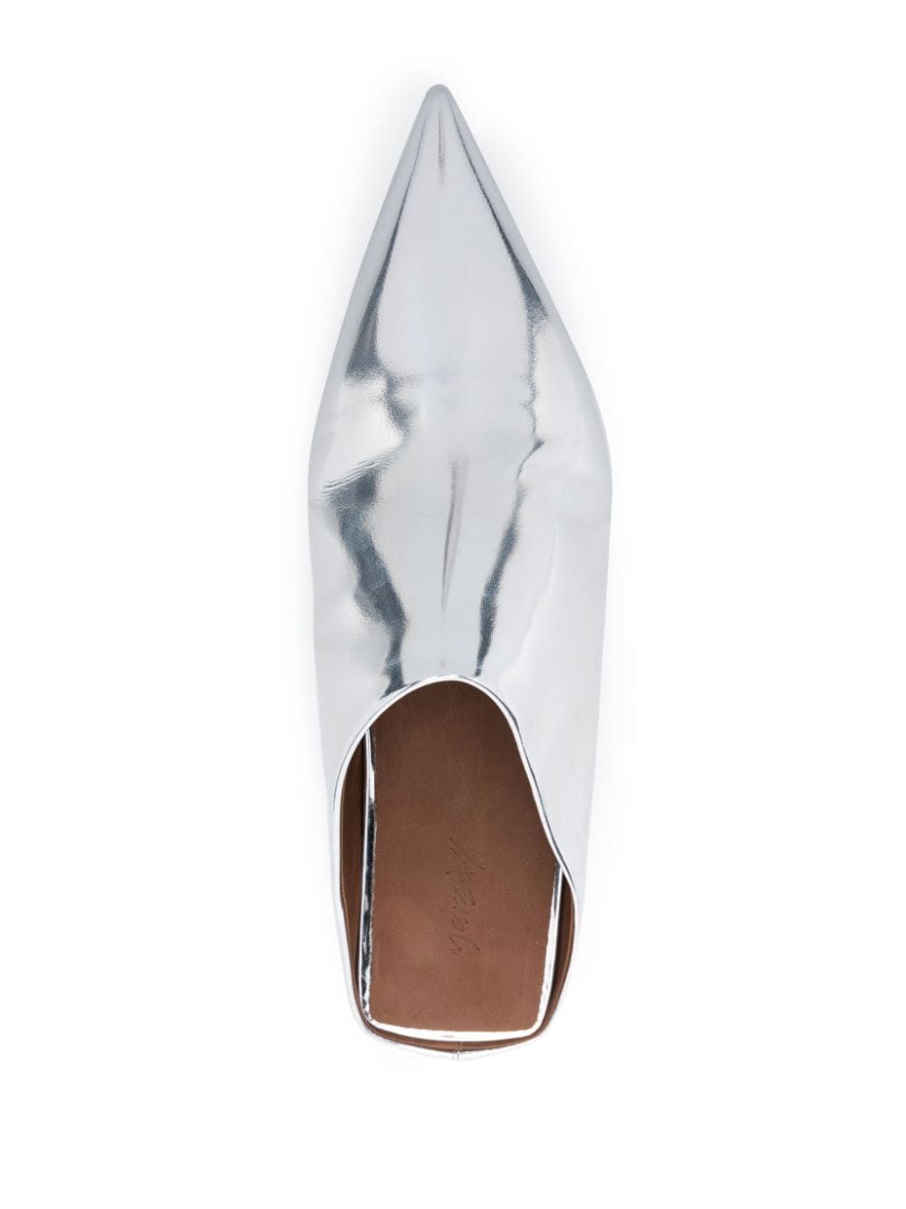Marsèll pointed-toe flat leather mules Silver