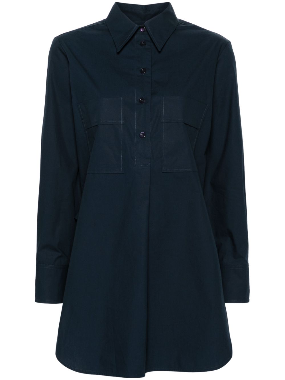 pointed-collar poplin shirt