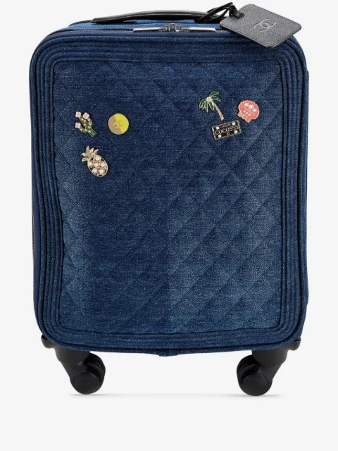 CHANEL Pre-Owned 2017 diamond-quilted denim suitcase