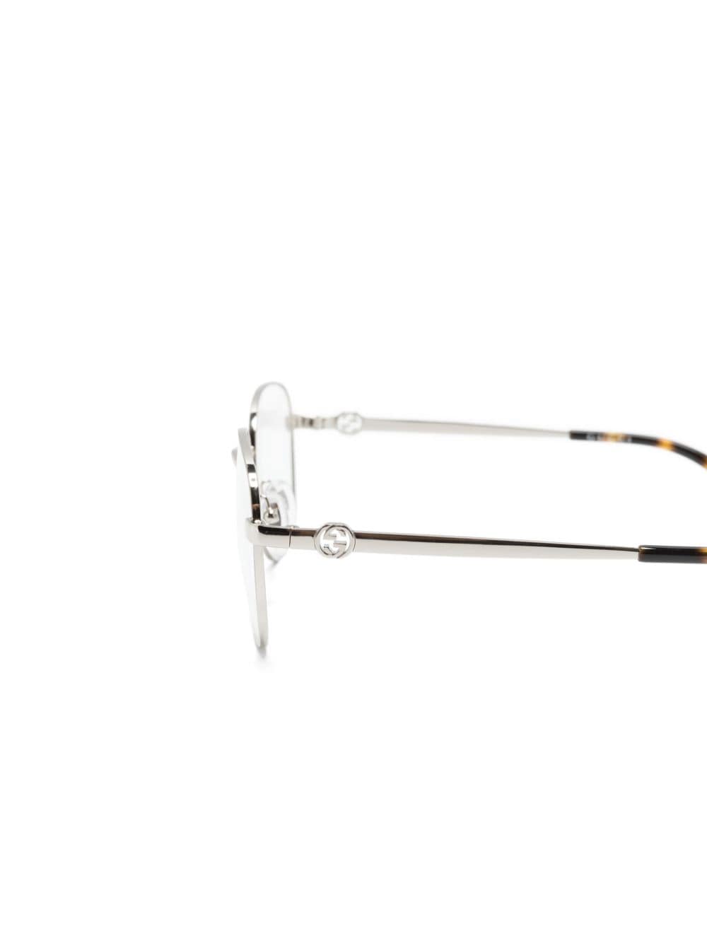 Shop Gucci Tortoiseshell-effect Square Glasses In Silver