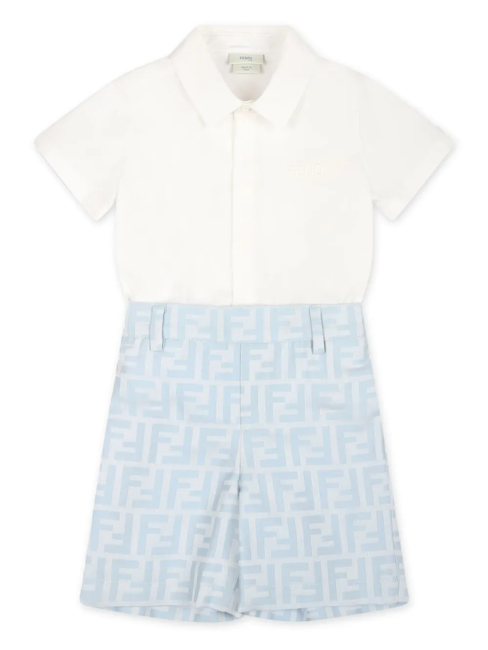 Fendi Kids ロゴ ロンパース - ブルー Fendi Kids ロゴ ロンパース - ブルー