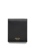 Prada logo-stamp bi-fold leather wallet - Black