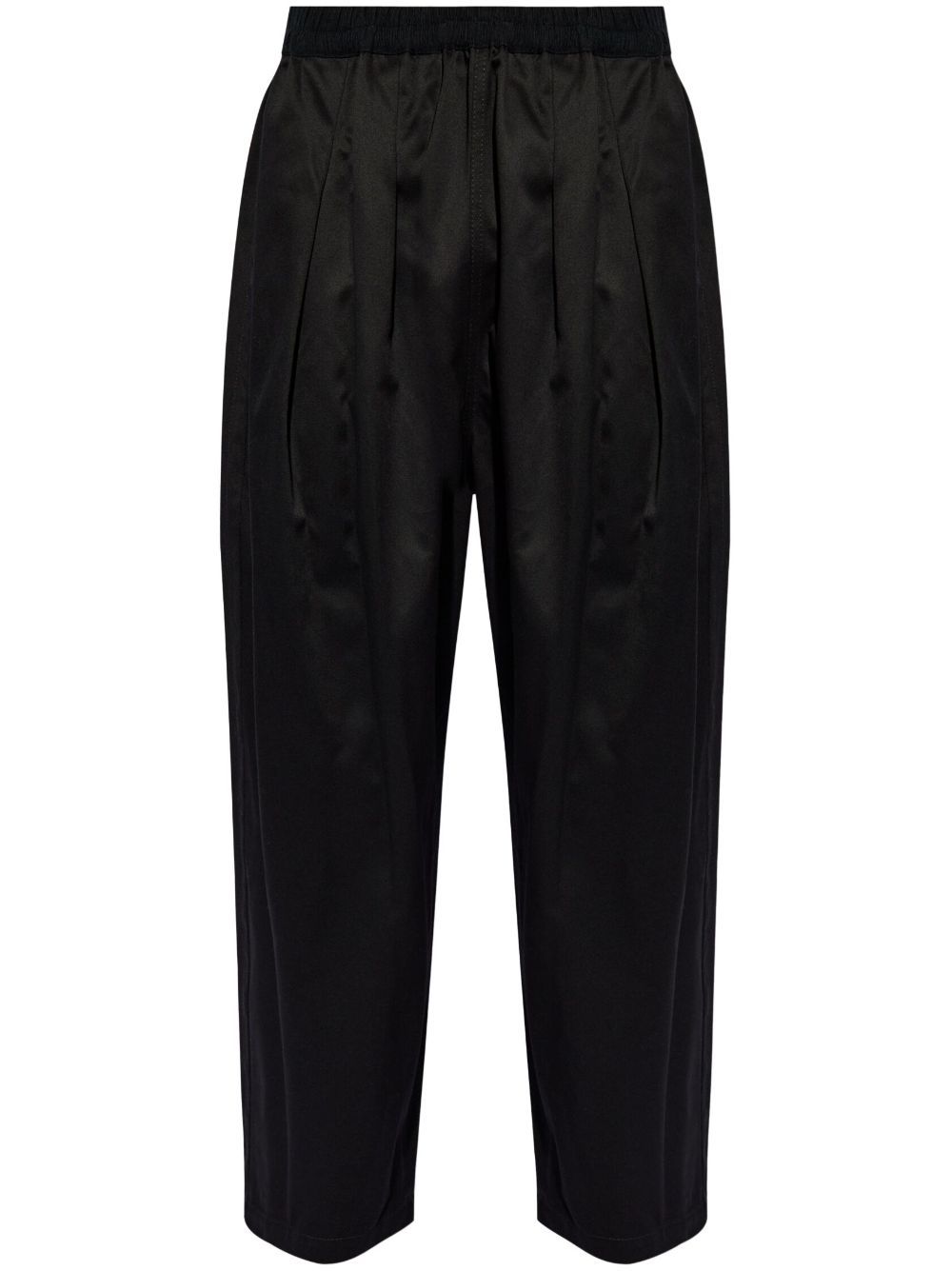 Shop Maison Margiela Pleated Cotton Trousers In Black