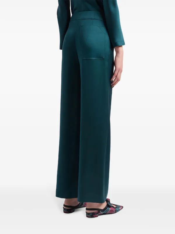 Giorgio Armani wide-leg Silk Trousers | Green | FARFETCH