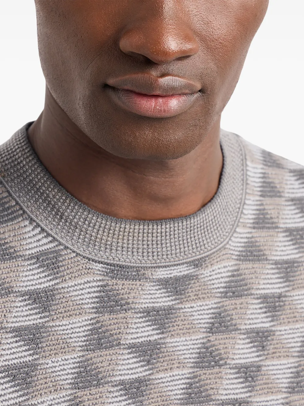 Giorgio Armani Wollen trui met geometrisch jacquard Grijs