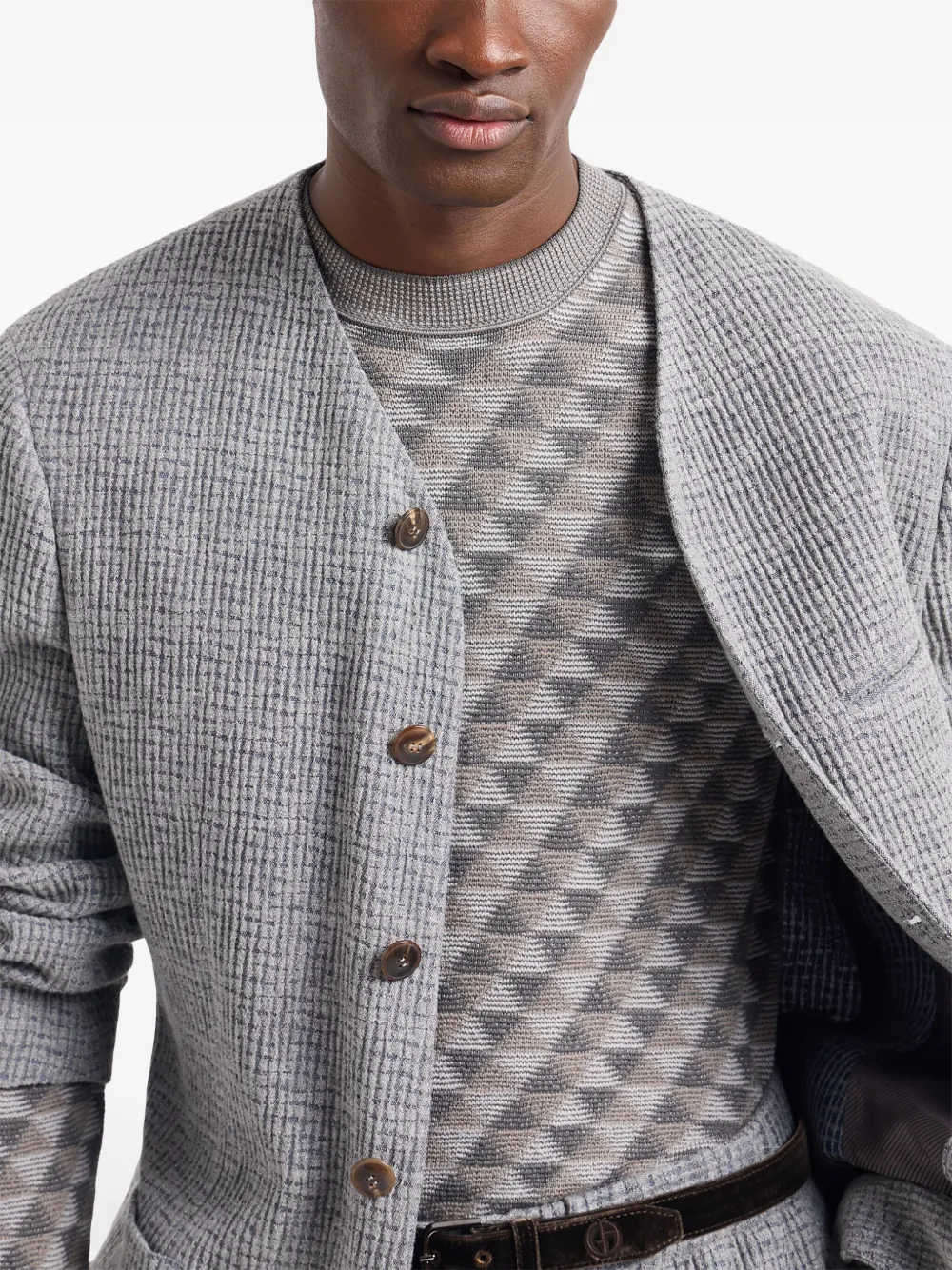Giorgio Armani Wollen trui met geometrisch jacquard Grijs