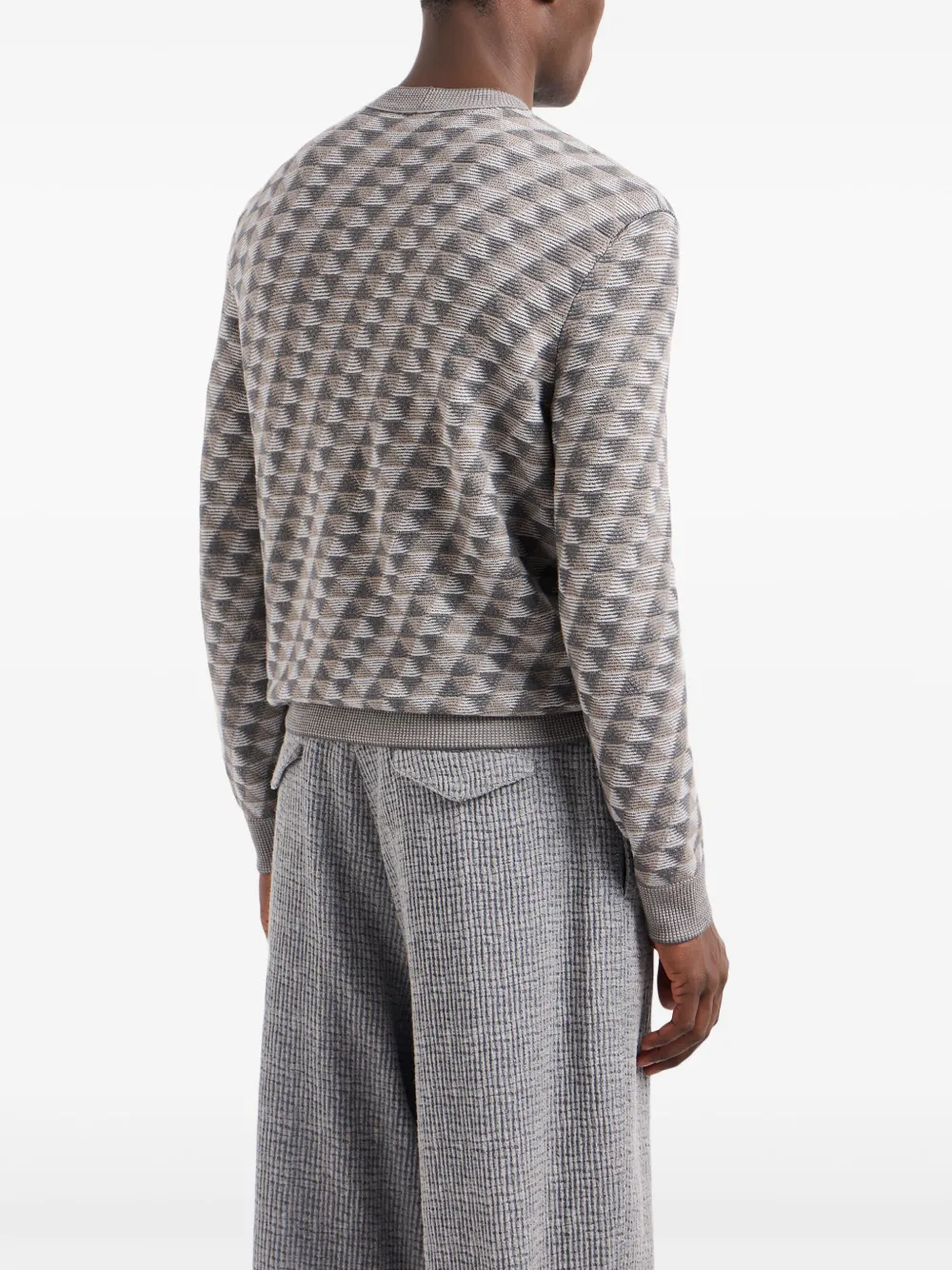 Giorgio Armani Wollen trui met geometrisch jacquard Grijs