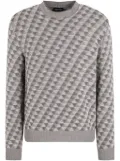 Giorgio Armani geometric-jacquard wool jumper - Grey