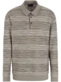 Giorgio Armani striped linen-blend polo shirt - Neutrals