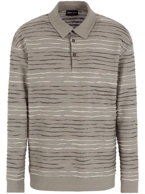 Giorgio Armani striped linen-blend polo shirt