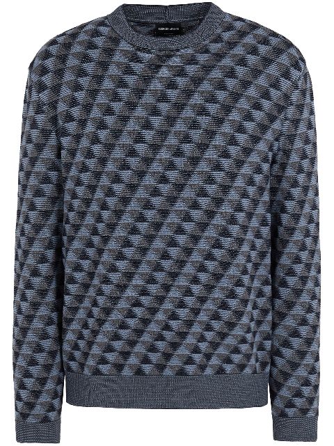 Giorgio Armani geometric-jacquard wool jumper Men