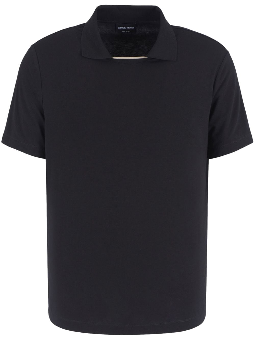 Giorgio Armani Official Store Asv Short-sleeved Viscose-jersey Polo Shirt In Black