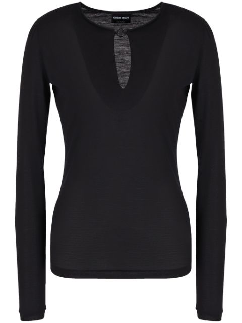 Giorgio Armani logo-plaque wool top