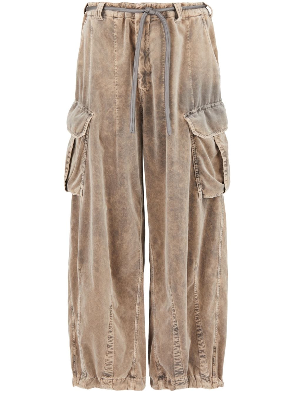 Giorgio Armani Belted Cotton Cargo Trousers In Neutrals