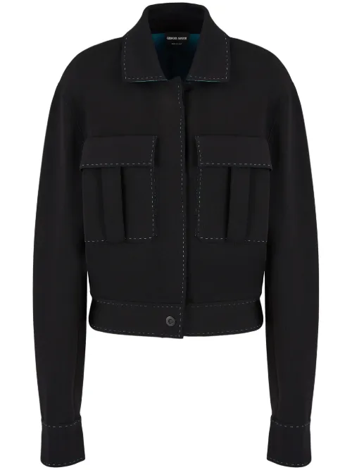 Veste boutonnée à design contrastant - Giorgio Armani - Modalova