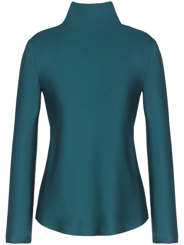 Giorgio Armani mock-neck Silk Top Green FARFETCH