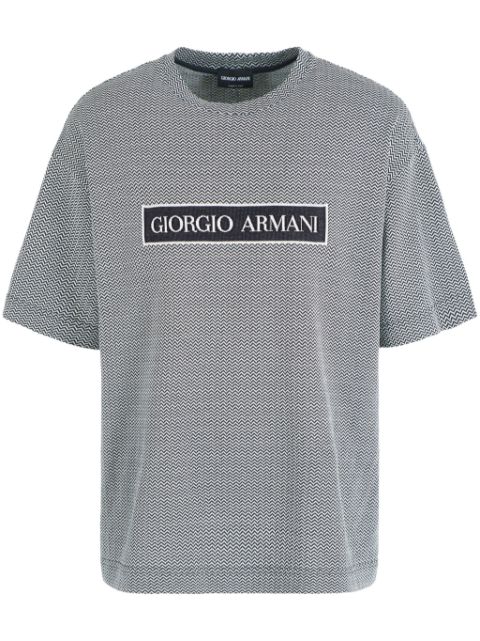 Giorgio Armani herringbone-pattern cotton T-shirt Men