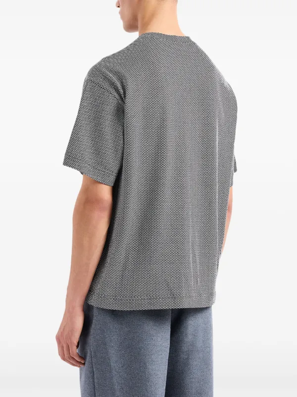 【Giorgio Armani】 HerringboneウールブレンドTシャツ Giorgio Armani herringbone-pattern Cotton T-shirt | Black