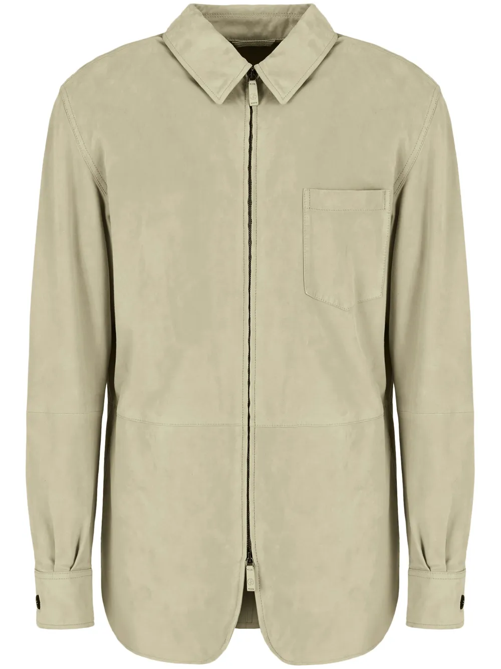 zip-up suede jacket