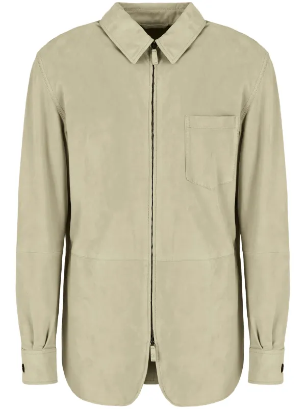 GIORGIO ARMANI リネン ジップアップ ジャケット グレージュ M